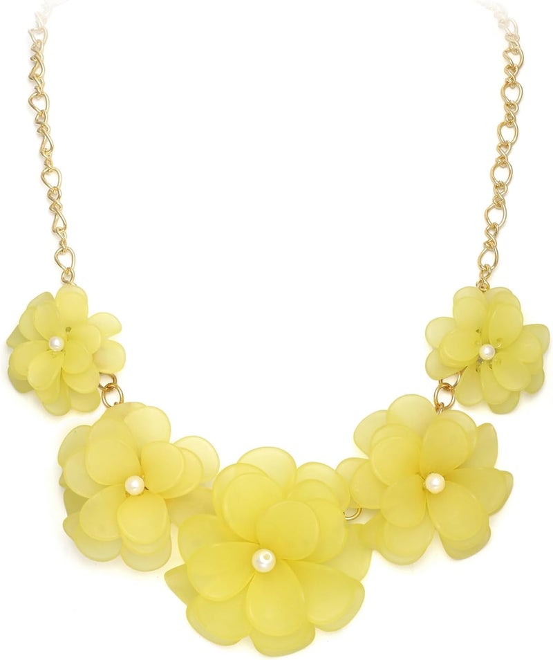 Flyonce Flower Collar Necklace, Floral Flowers Statement Summer Beach Chokers Necklaces for Women - Image 1